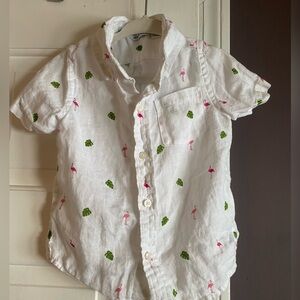Boys 2T Janie and Jack White Flamingo Palm Shirt